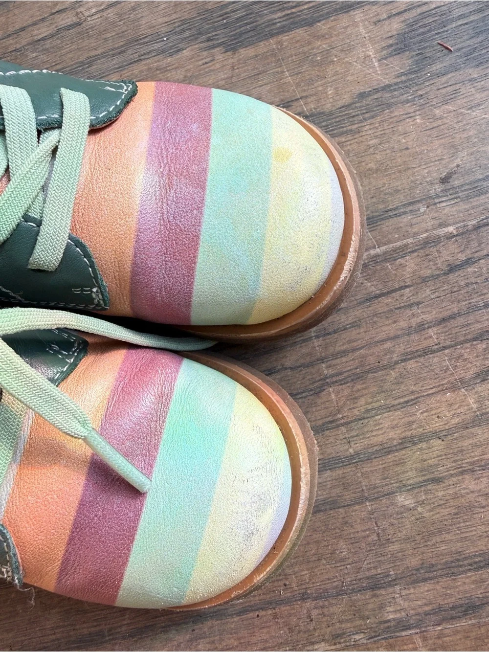 V&V toddler green leather boots
